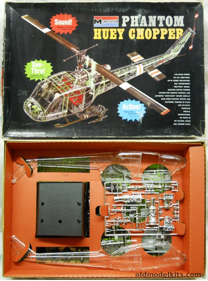 Monogram 1/24 Phantom Huey UH-1B Chopper Motorized with Sound, 6867 plastic model kit